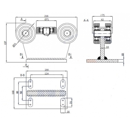 Wózki stałe bez regulacji wysokości (80x80x4)