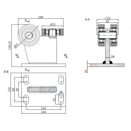 Wózki stałe bez regulacji wysokości (80x80x4)
