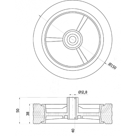 Koło do kosiarki fi 150 mm łożysko ślizgowe