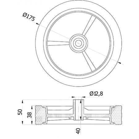 Koło do kosiarki fi 175 mm łożysko ślizgowe