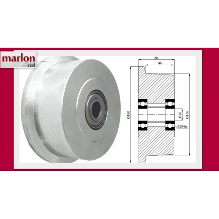 Koło fi 160 bieżnia 136 mm kołnierzowe z litej stali