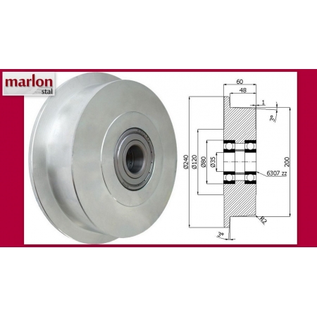 Koło fi 240 bieżnia 200 kołnierzowe lita stal
