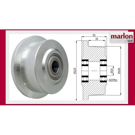 Koło fi 125 bieżnia 100 mm kołnierzowe lita stal