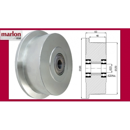 Koło fi 180 bieżnia 150 mm kołnierzowe lita stal