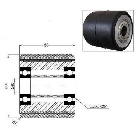 Rolki aluminiowo-gumowe fi 80-60 do wózków paletowych