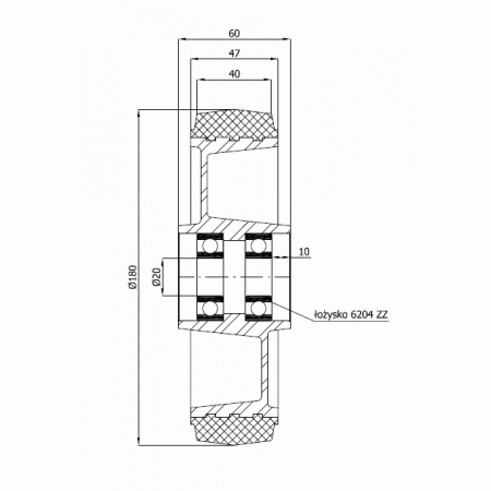 Koła aluminiowo-gumowe fi 180 mm do wózków paletowych