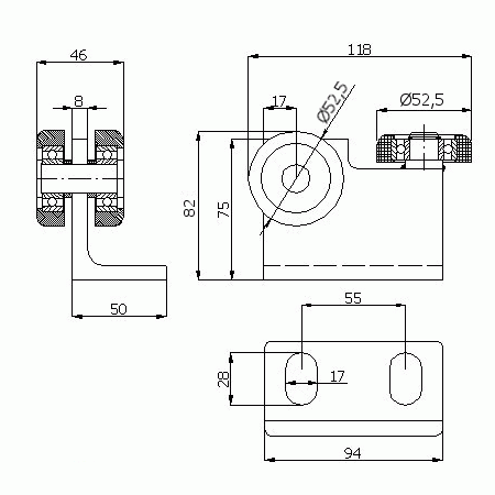 Wózek do bramy podwieszanej przesuwnej z profilu 60x60 rolki metalowe