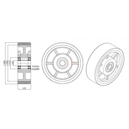 Koła żeliwne z poliuretanem fi 400