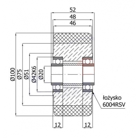Koła żeliwne z poliuretanem fi 100 mm