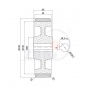 Koło napędowe żeliwo-poliuretan fi 180 oś fi 25