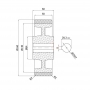 Koło napędowe żeliwo-poliuretan fi 160 oś fi 25